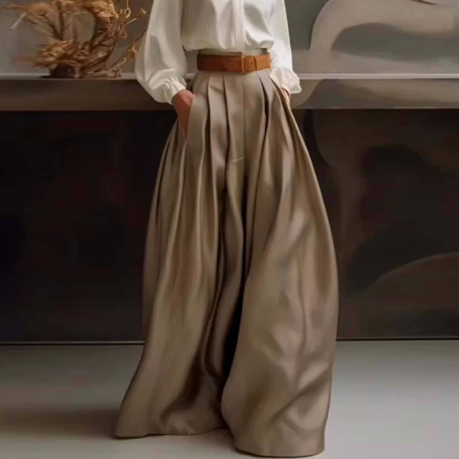 GR | Elegante Hose mit Falten und Hoher Taille