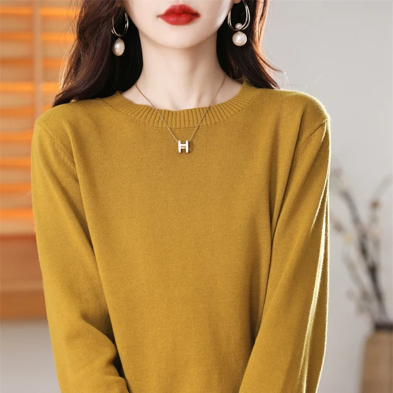 GR | Cashmere Pullover Damen Klassischer Rundhals, Weich & Atmungsaktiv