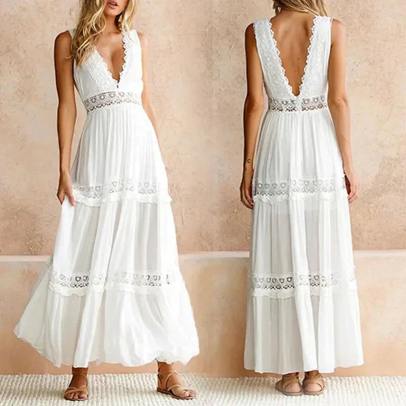 GR | Spitzenkleid Mit V-ausschnitt