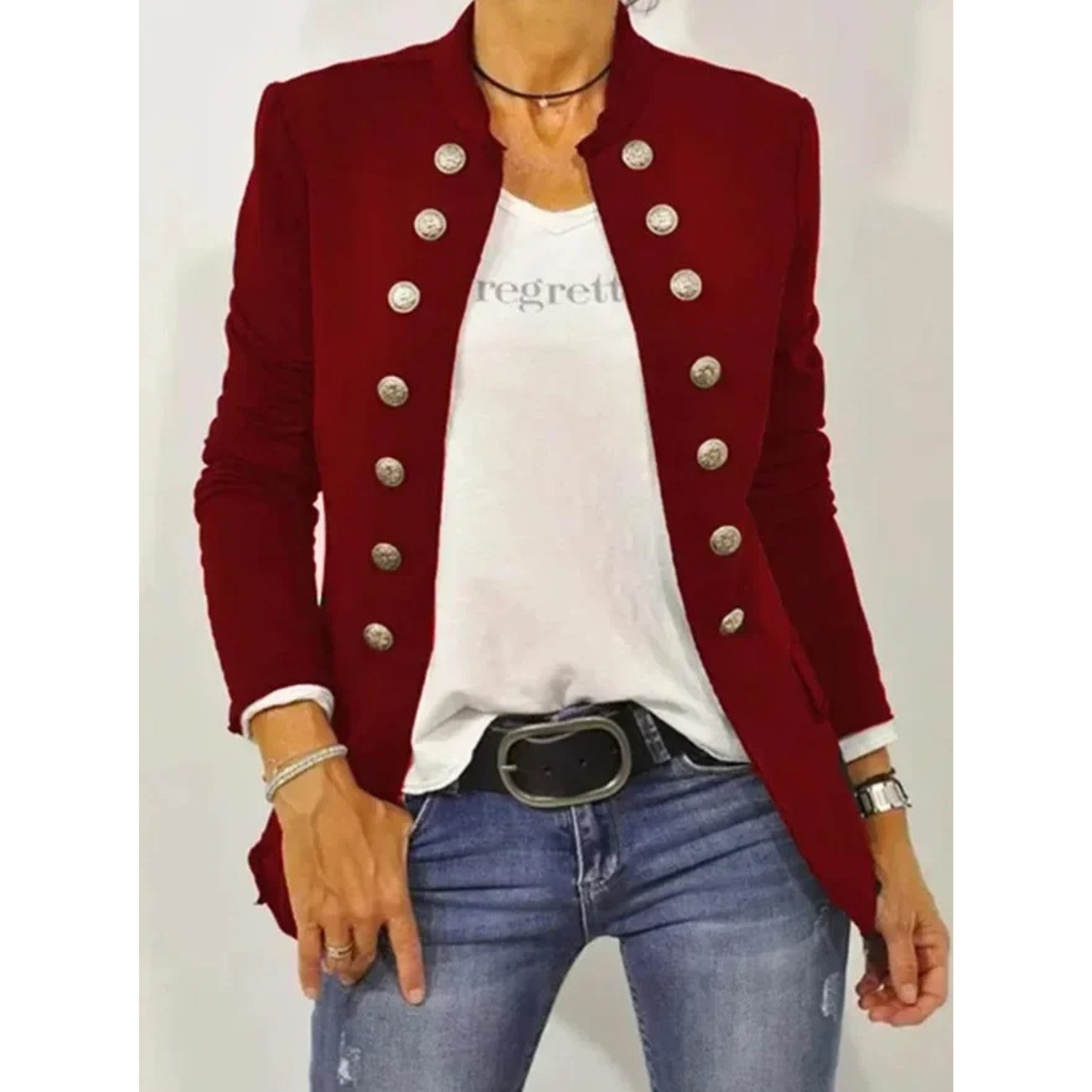 GR – long-sleeved black women's blazer