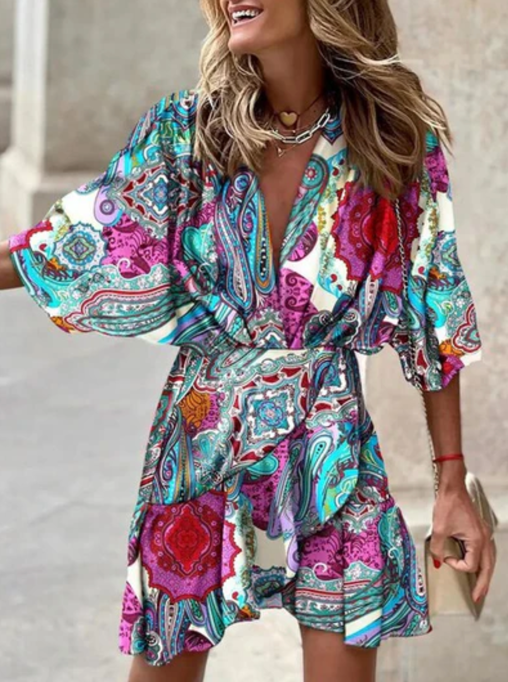 GR | Wunderschönes Boho-Wickelkleid