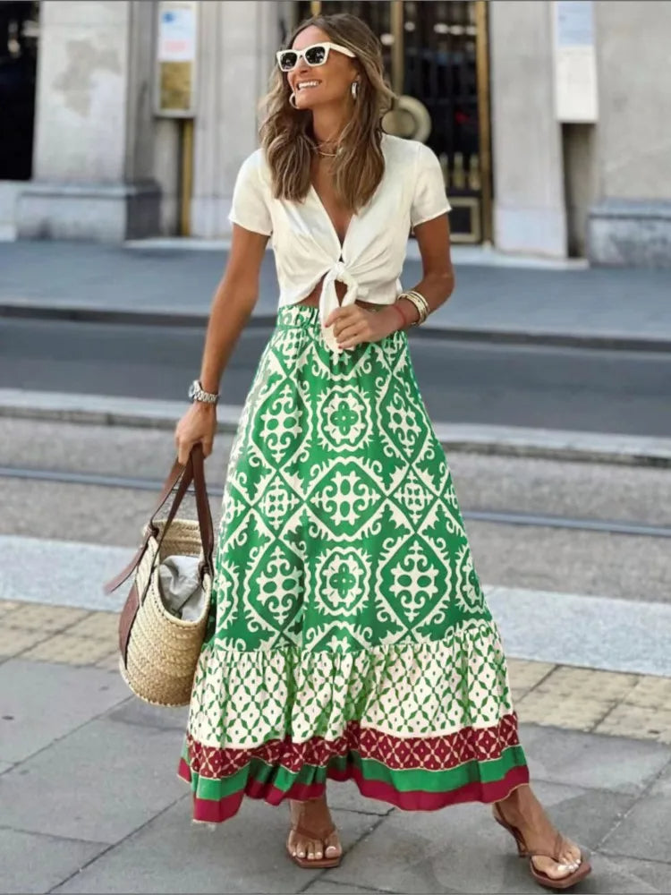 GR | Boho Skirt with Elastic Waistband Women's