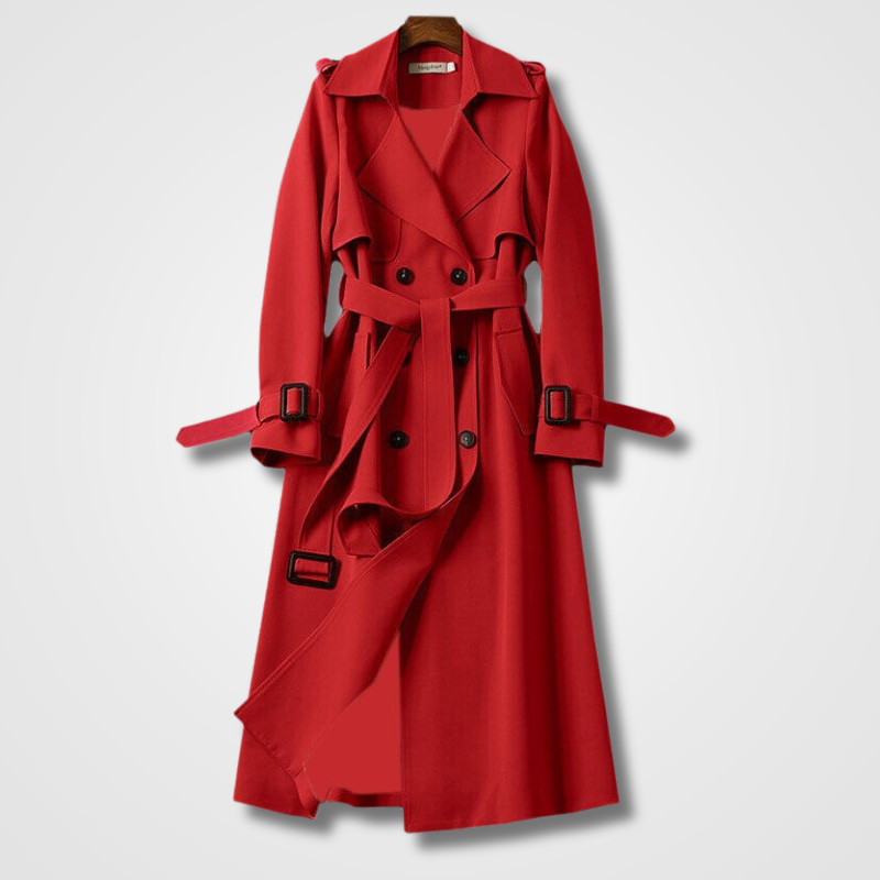GR | Lässiger Langer Trenchcoat Mit