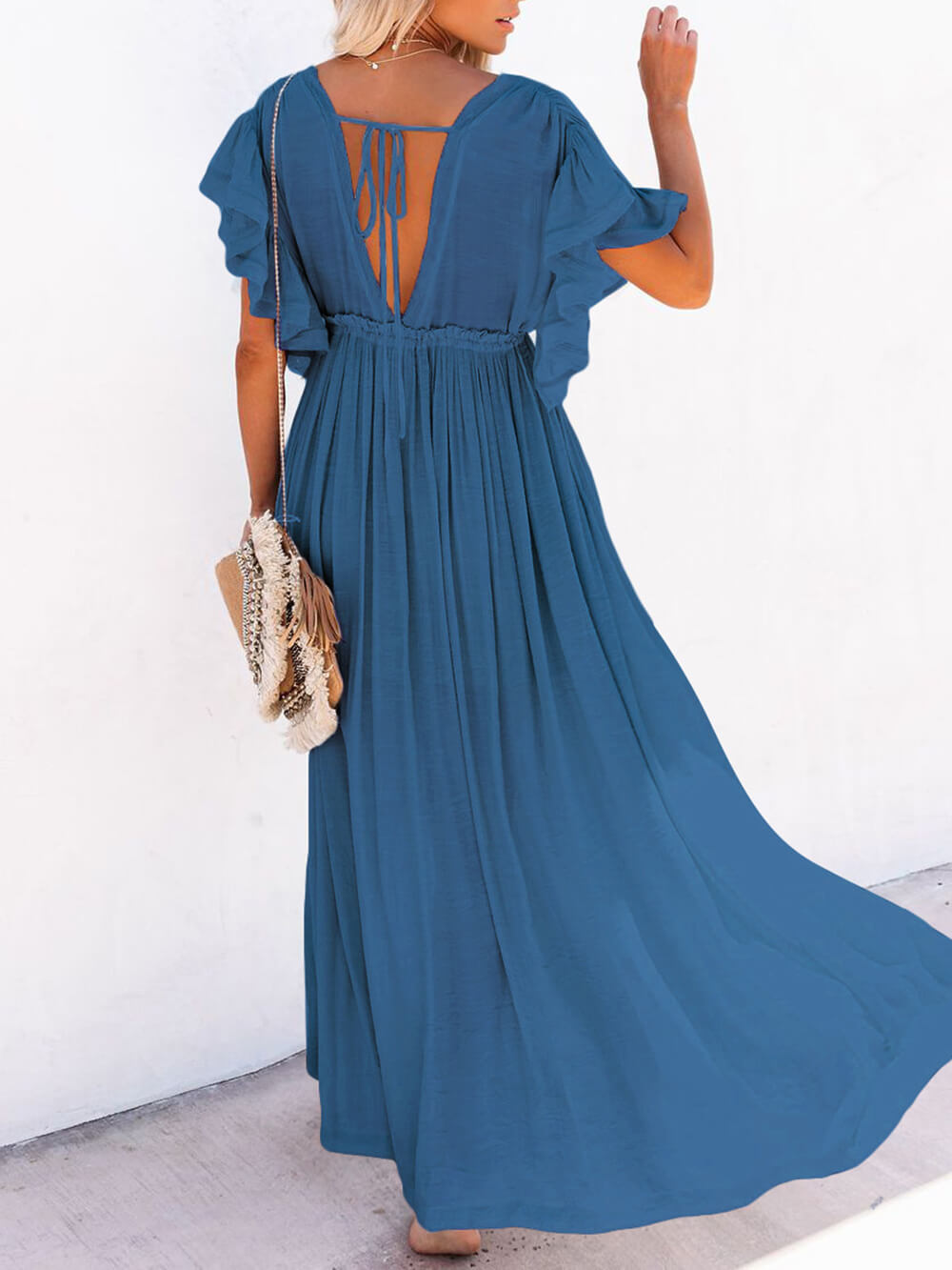 GR | Style Maxi Dress with Flutter Sleeves for Women
