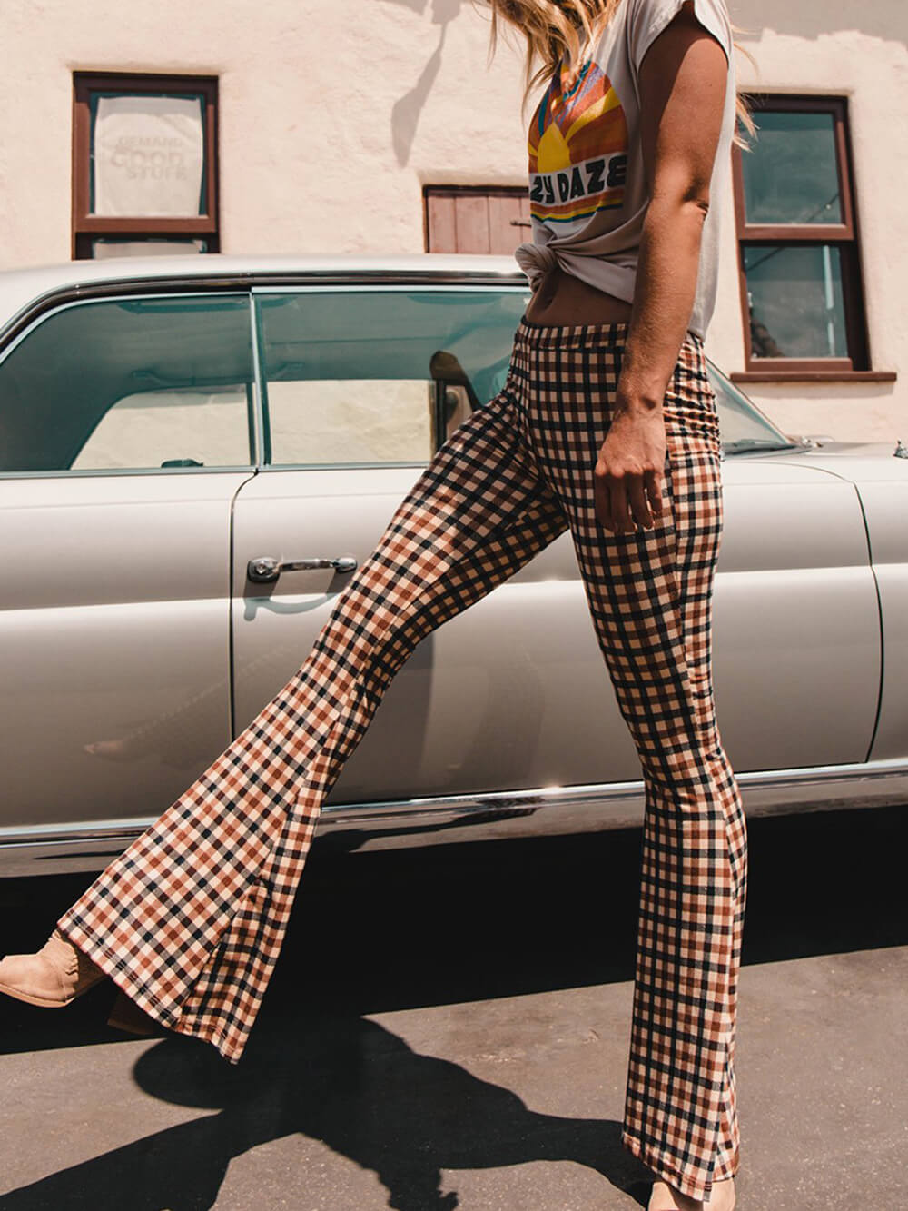 GR | Karierte Hose mit weitem Bein