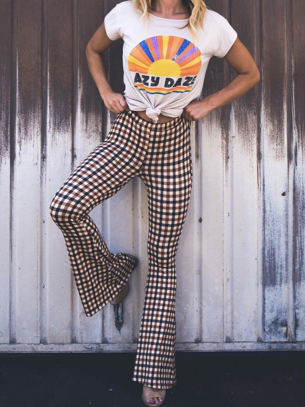 GR | Karierte Hose mit weitem Bein