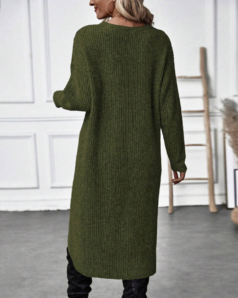 GR | Comfortable, solid-color sweater dress in an irregular style