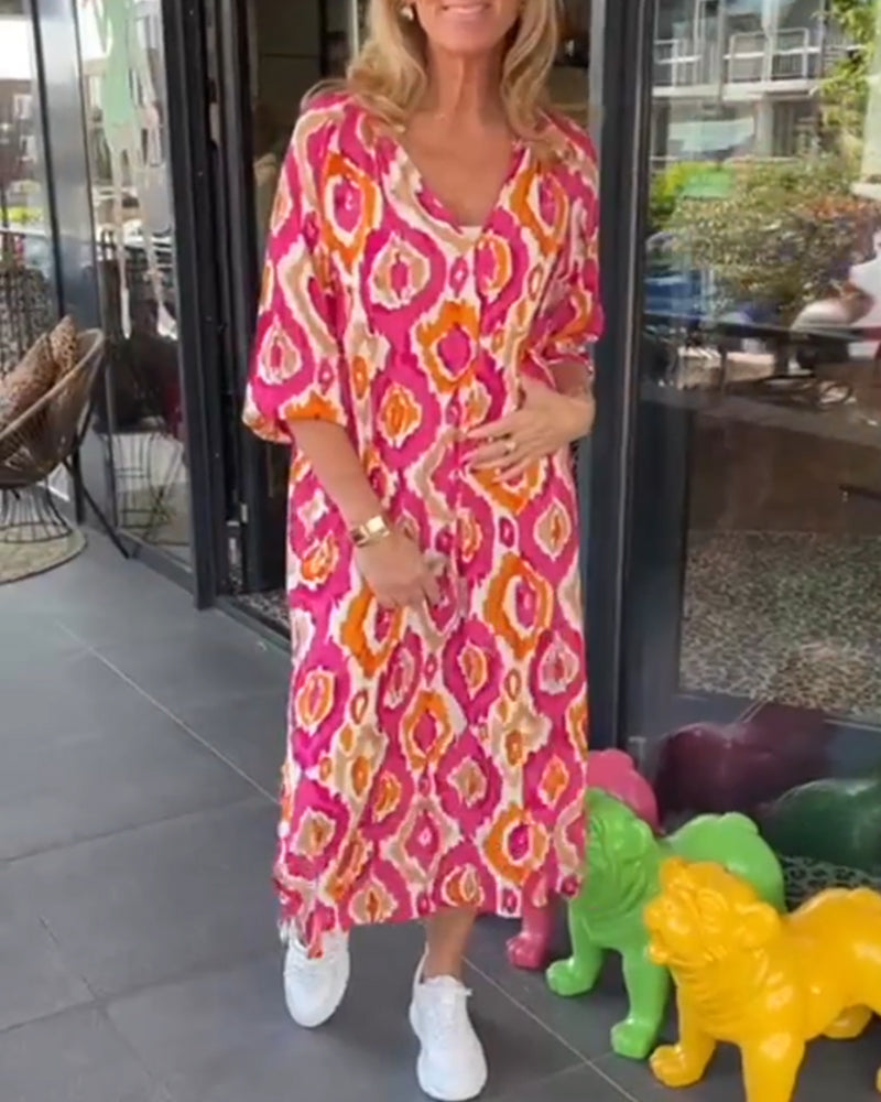 GR | Dress with printed motif and half sleeves