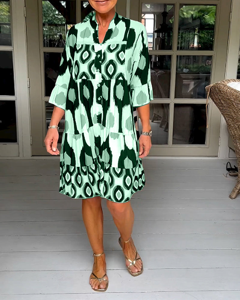 GR A-line Kleid | Stilvolles bedrucktes Midi-Sommerkleid für Frauen mit Taschen