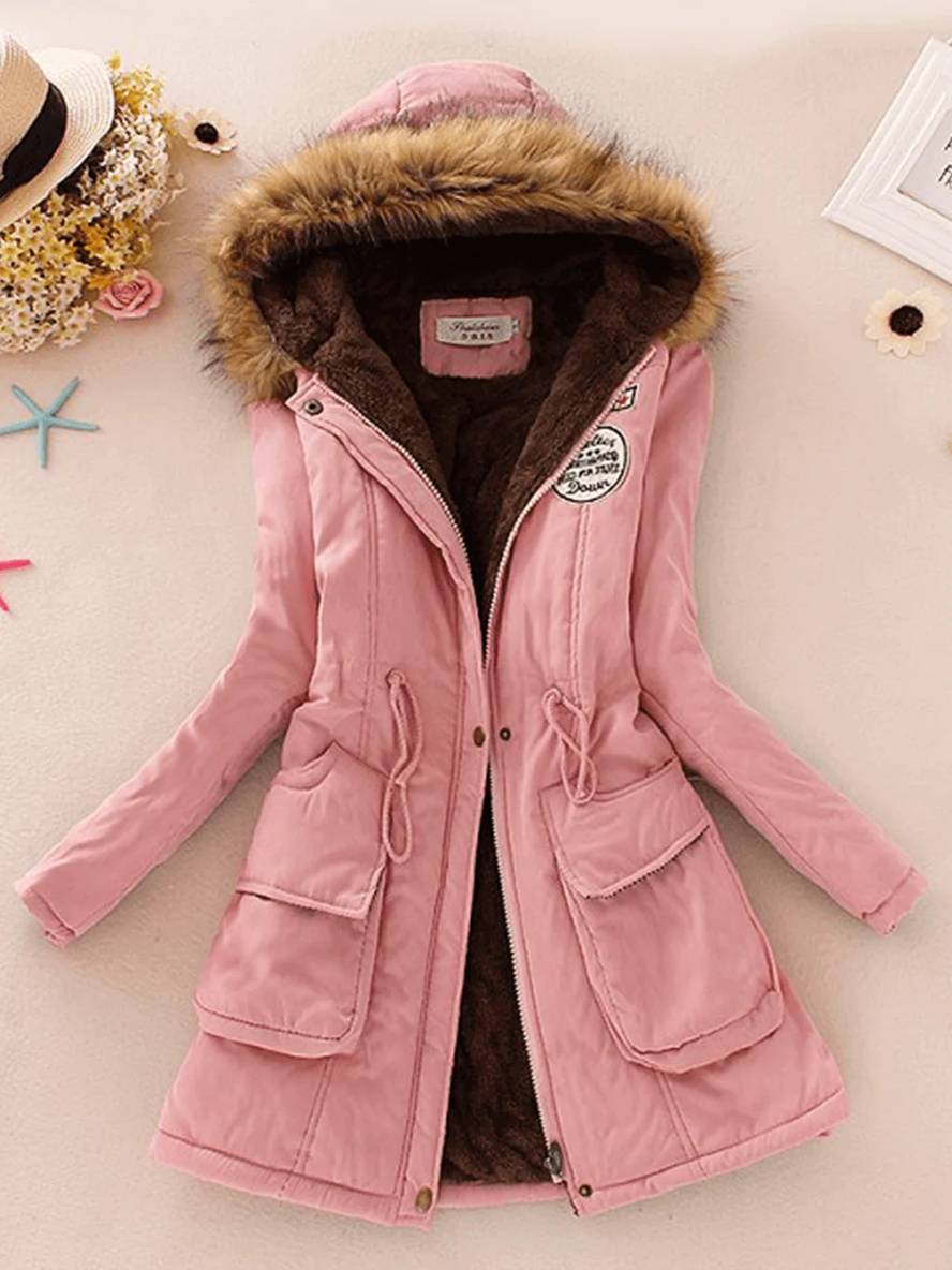 GR | Women's parka in mid-length style with zipper