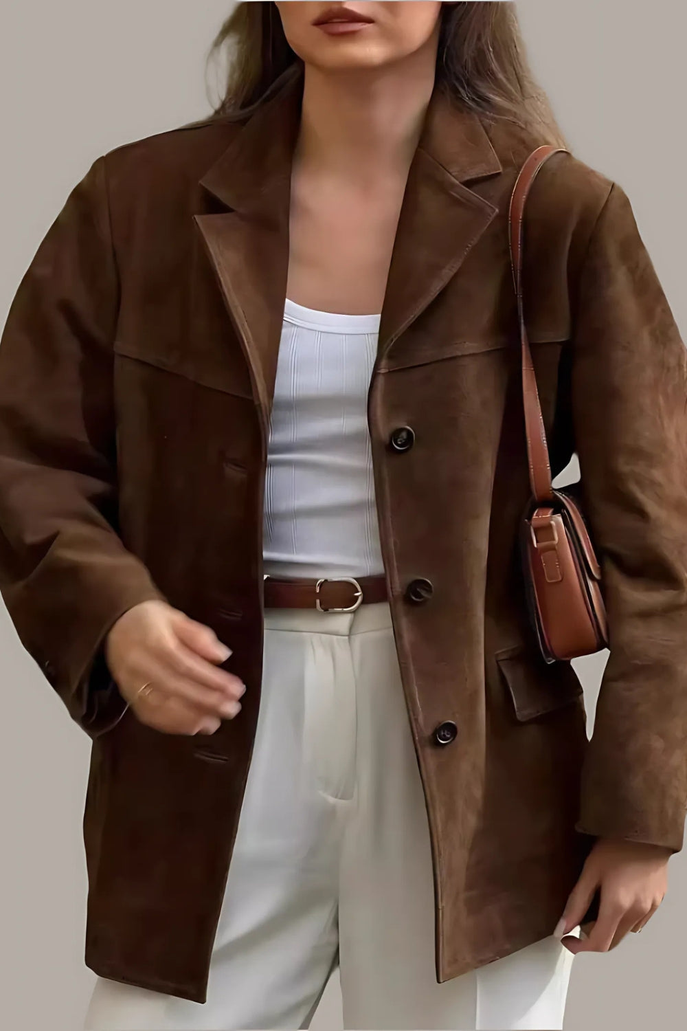 GR | Women's Suede Blazer Classic & Casual Brown Women's Jacket