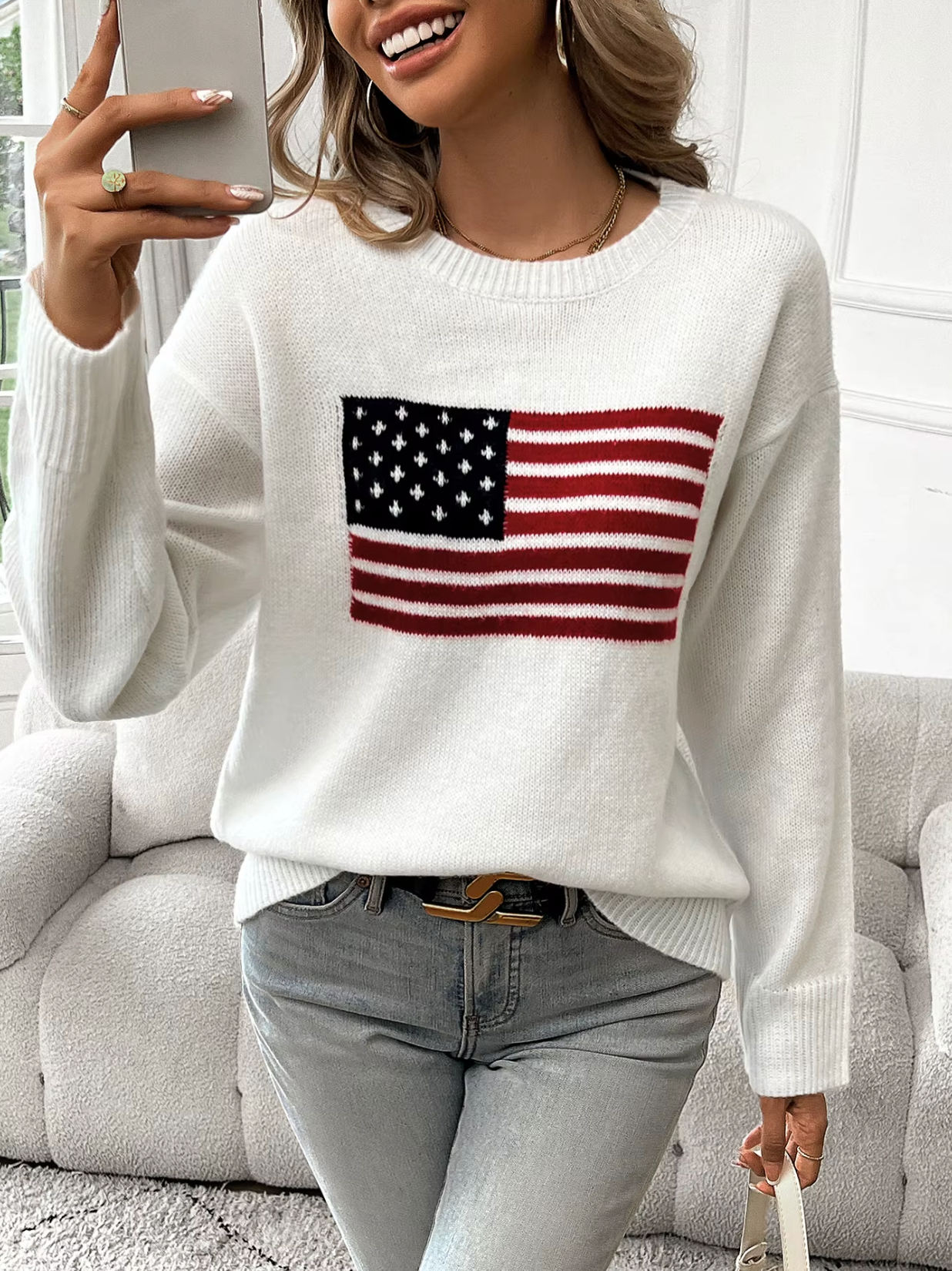 GR | Cotton knit sweater with round neck