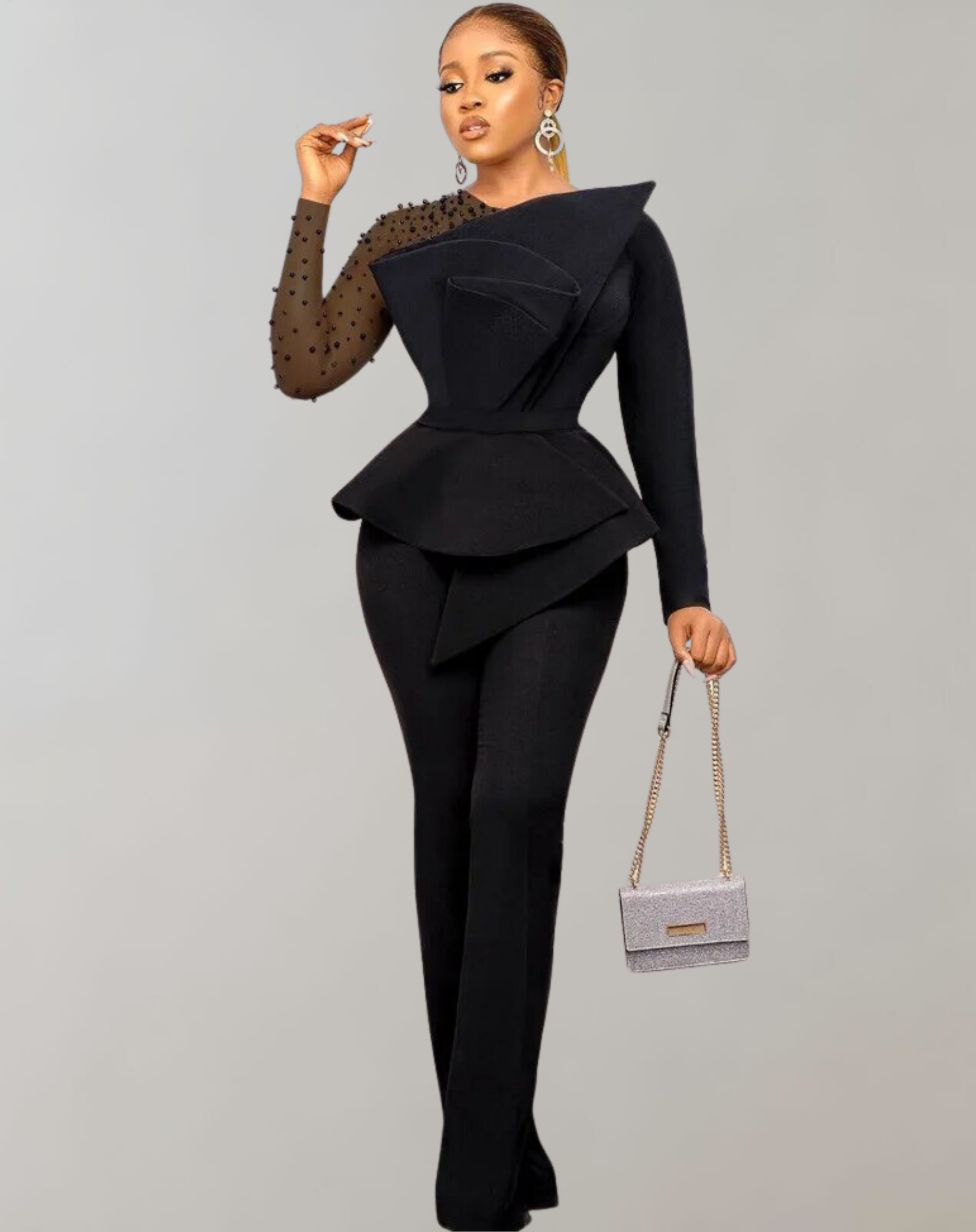 GR - Vintage Beaded Mesh Long Sleeve Shirt