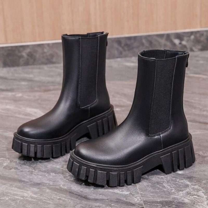 GR | Damen Stiefel Modische Plateaustiefel Mit Slip on Design, Alltagstauglich