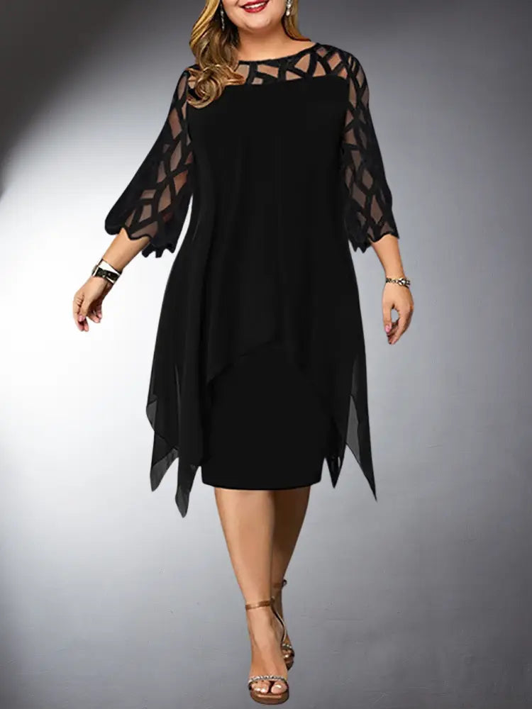 GR | Elegantes Plus Size Spitzen Midi Kleid