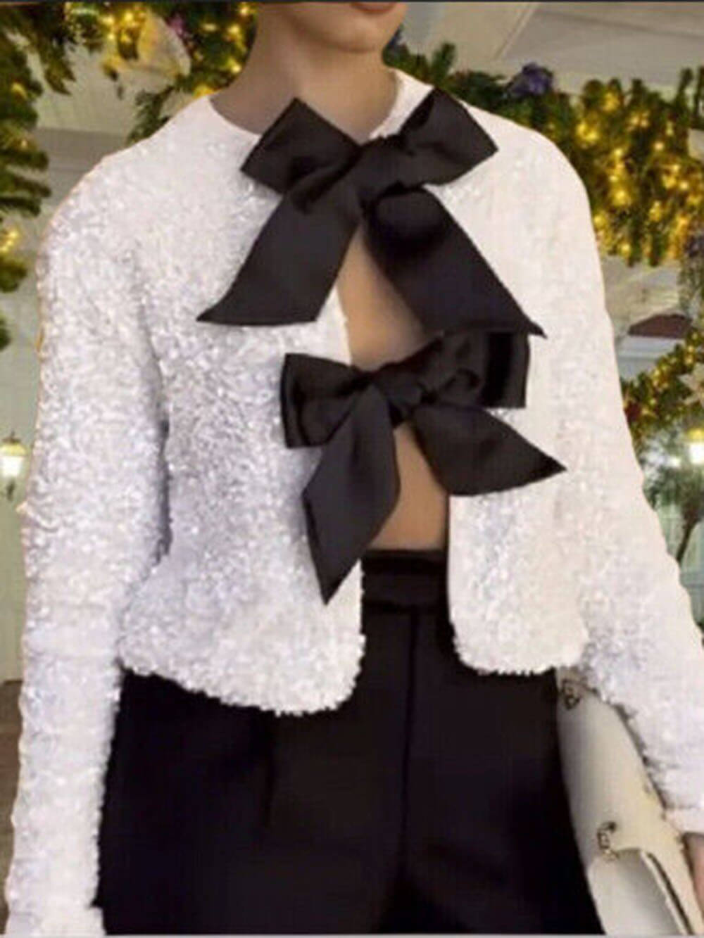 GR | Tie front sequin jacket