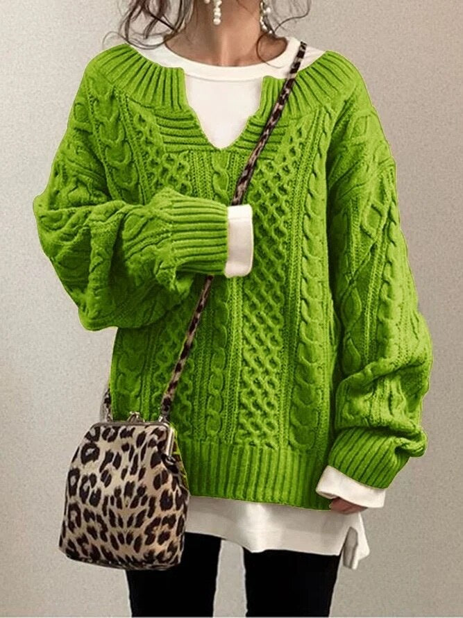 GR Luxe Sweater | Bequemer warmer Oversized-Zopfpullover aus weichem Material