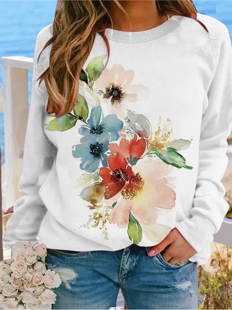 GR | Patterned Print Crew Neck Sweatshirt