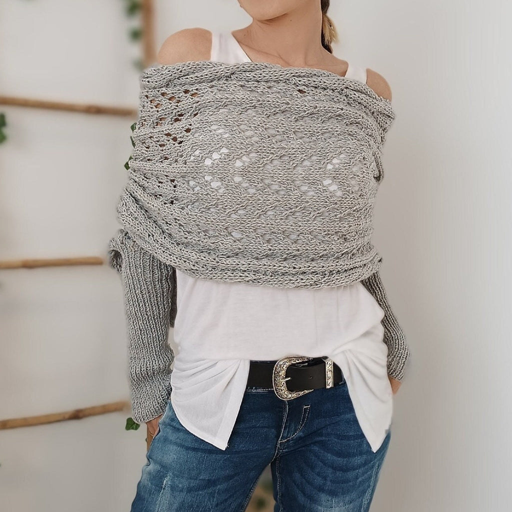 GR | Versatile scarf with sleeves and braided pattern