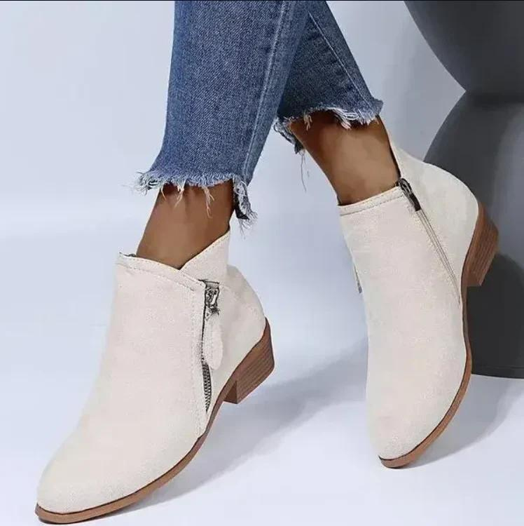GR | Women's suede boots with a comfortable fit and zipper