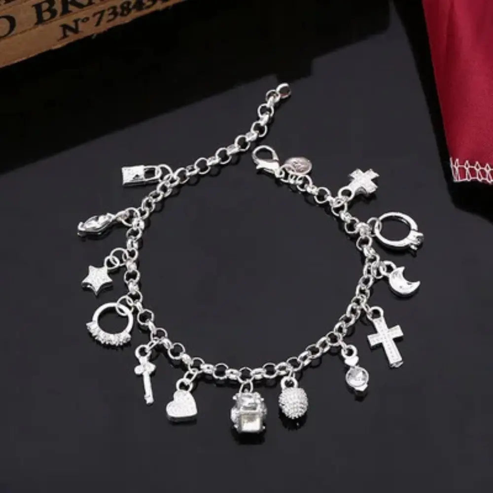 GR | Sterling Silver Charm Bracelet for Women