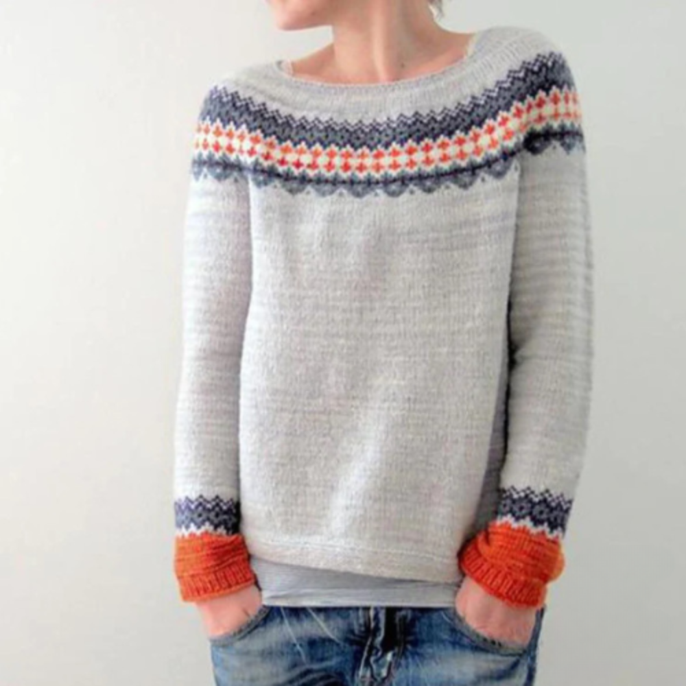 GR | Warm autumn sweater with round neck for women