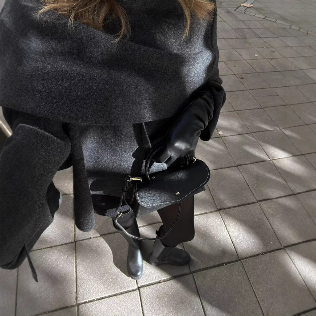 GR | Elegant wool trench coat with scarf set