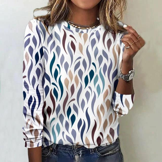 GR | Women's Casual Printed Long-Sleeve Shirt Trendy Graphic Design