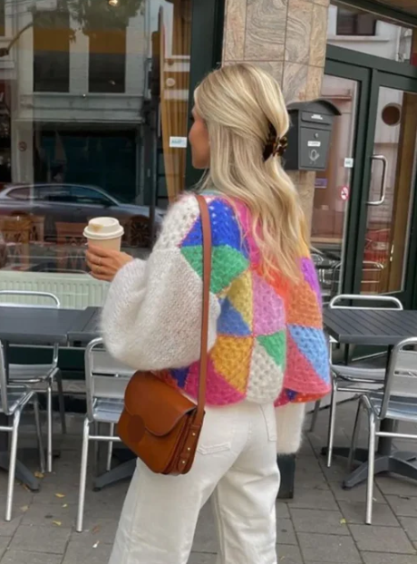 Striped open cardigan