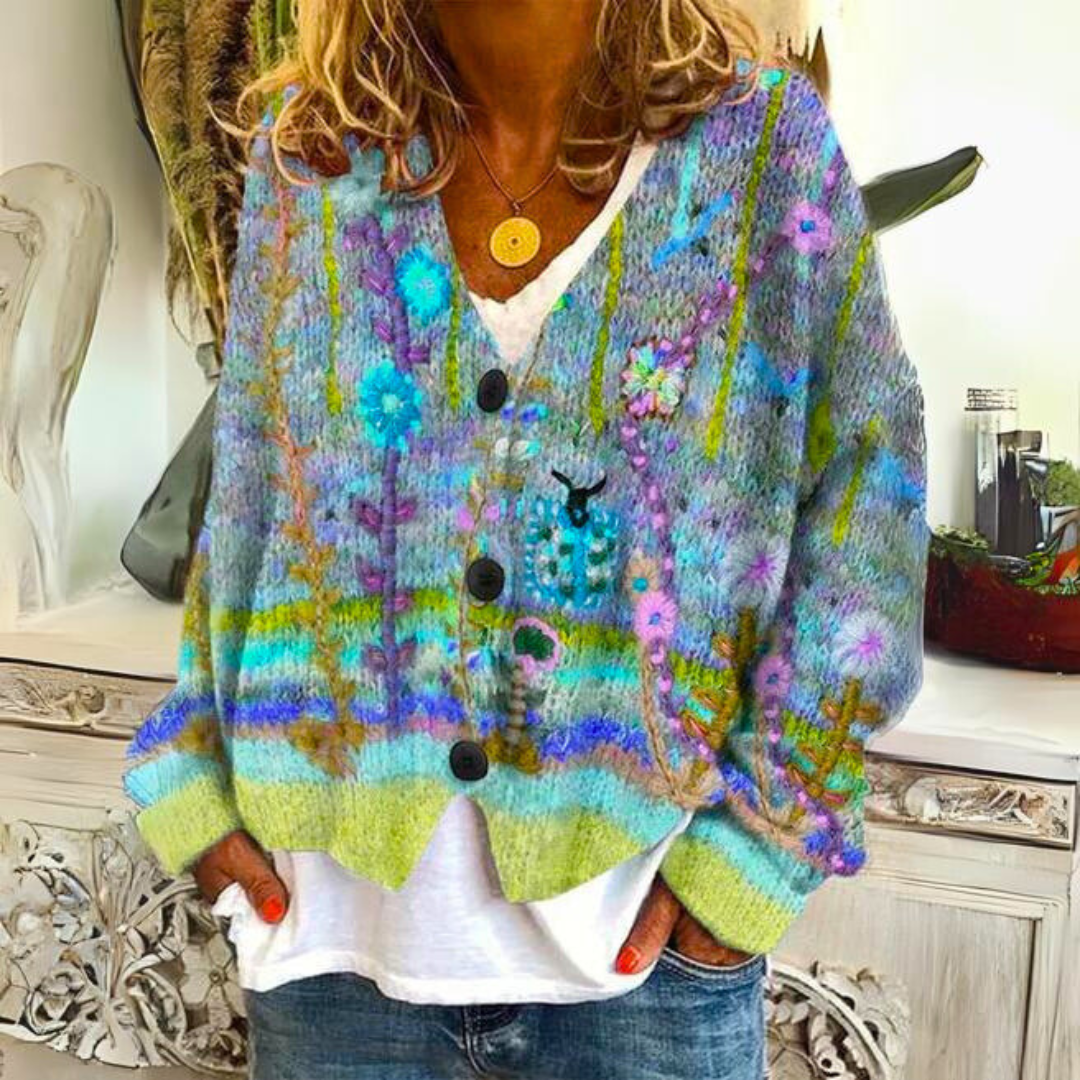 GR | Luxuriöse bedruckte Strickjacke