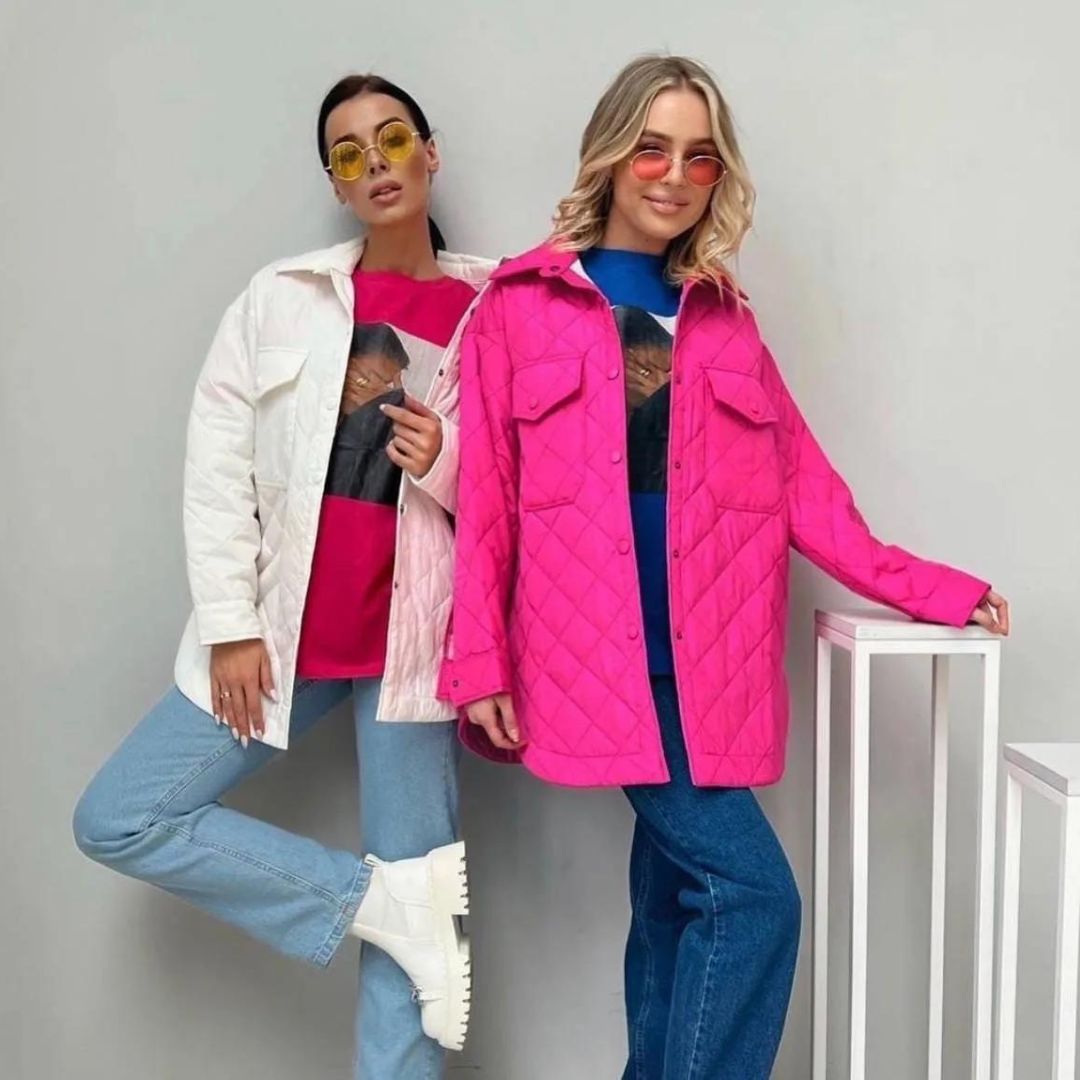 quilted jacket with snap fasteners