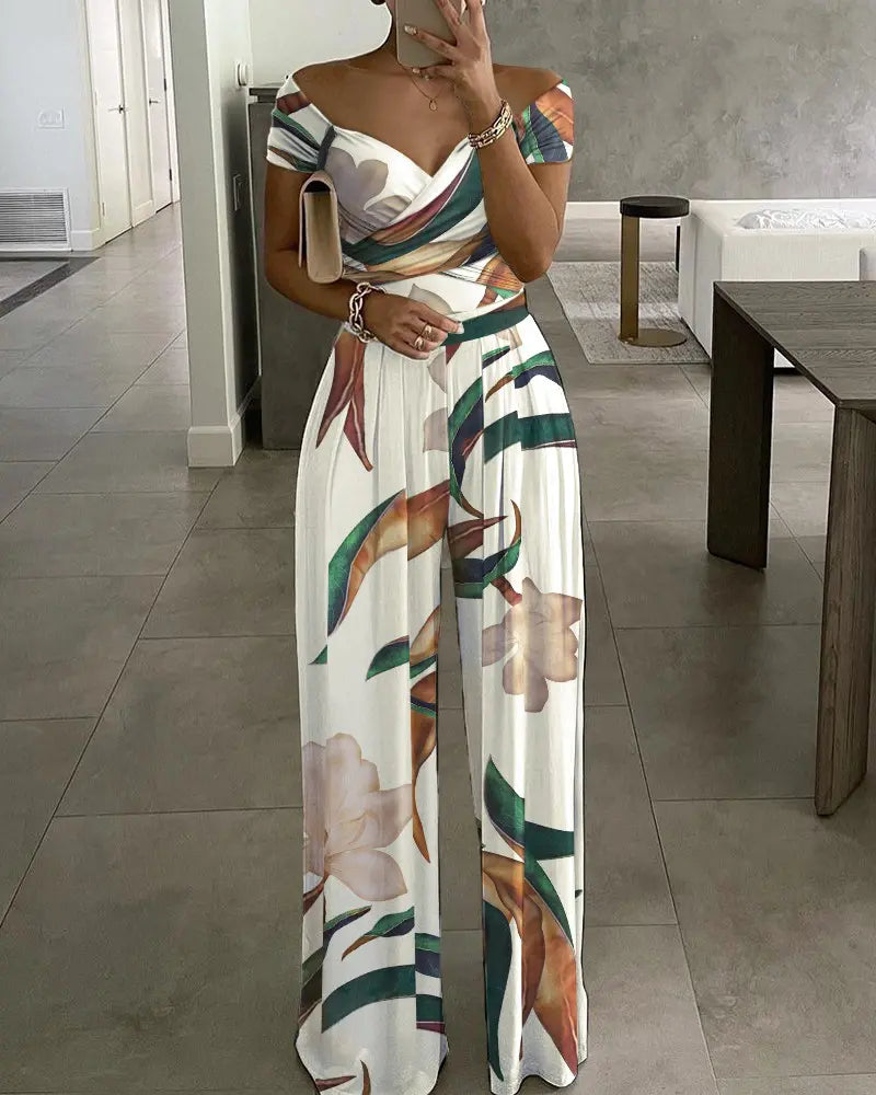 GR | Elegant jumpsuit dress with floral pattern