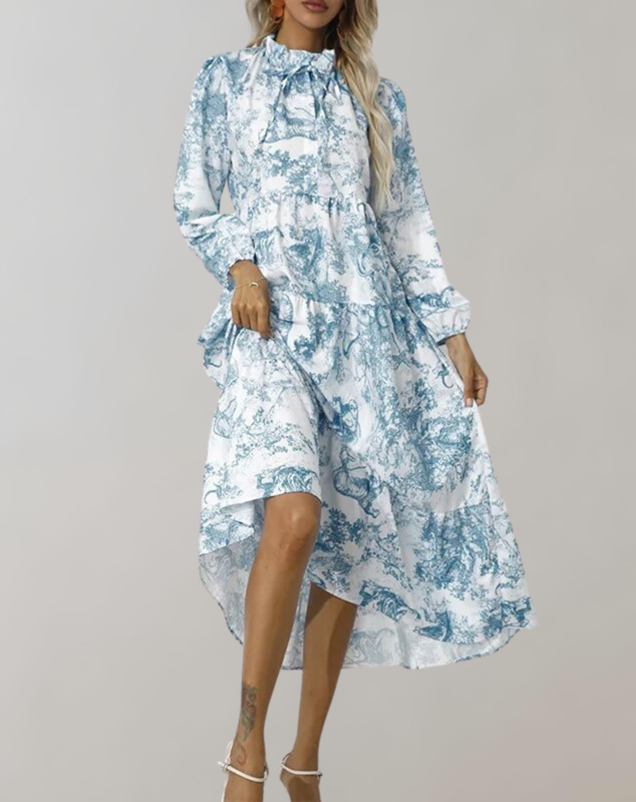GR - Neue Langarm Frauen Midi-Kleid