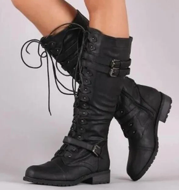 GR | Retro Lace-Up Boots with Buckle