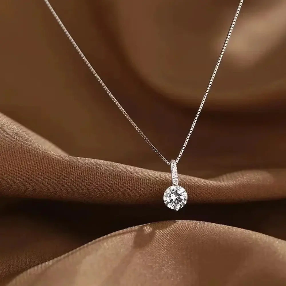 GR | Sterling Silver Round Zircon Necklace