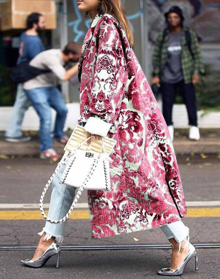 GR | Flower Piece - Chic Colorblock Long Coat