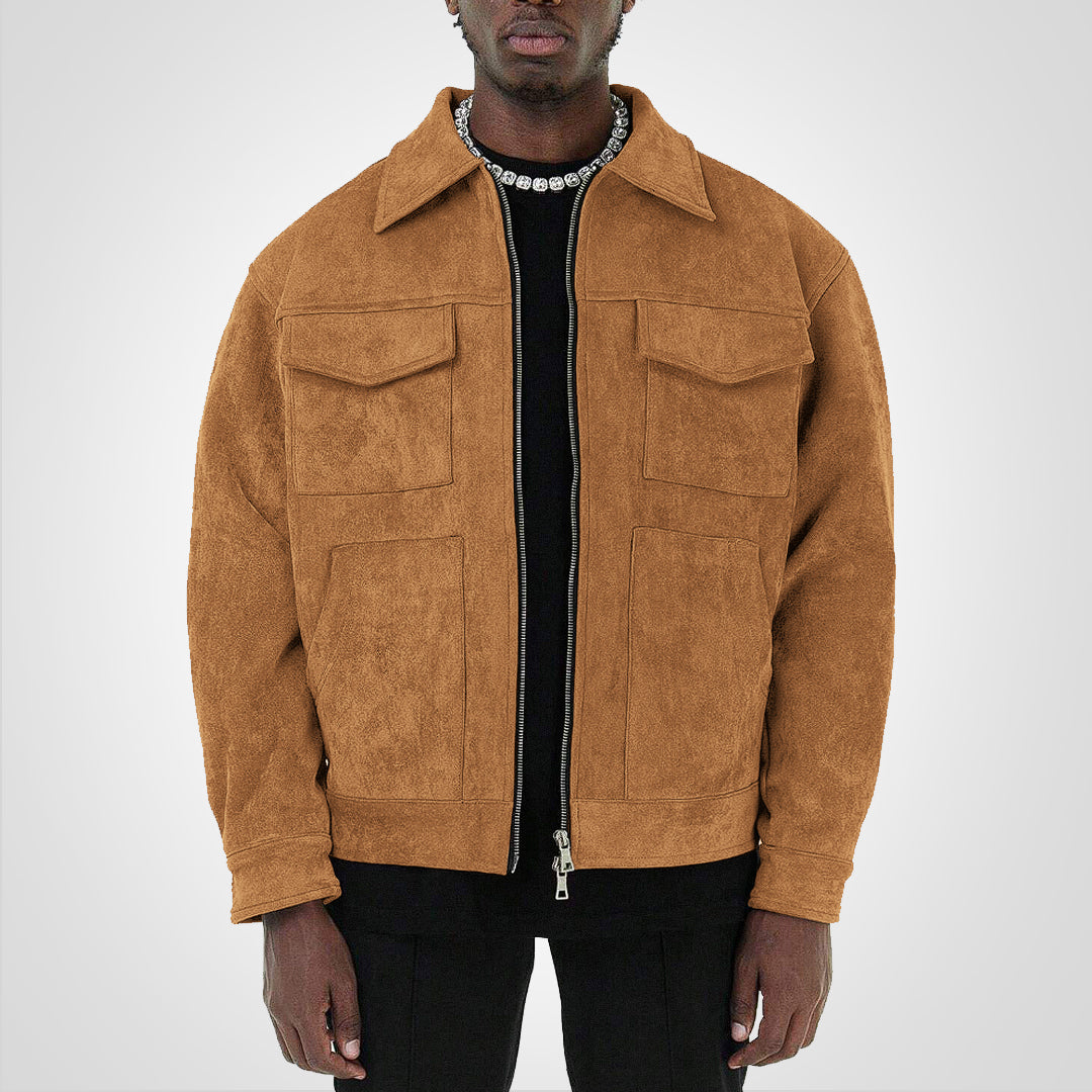 GR | Short suede jacket with zipper: style & comfort