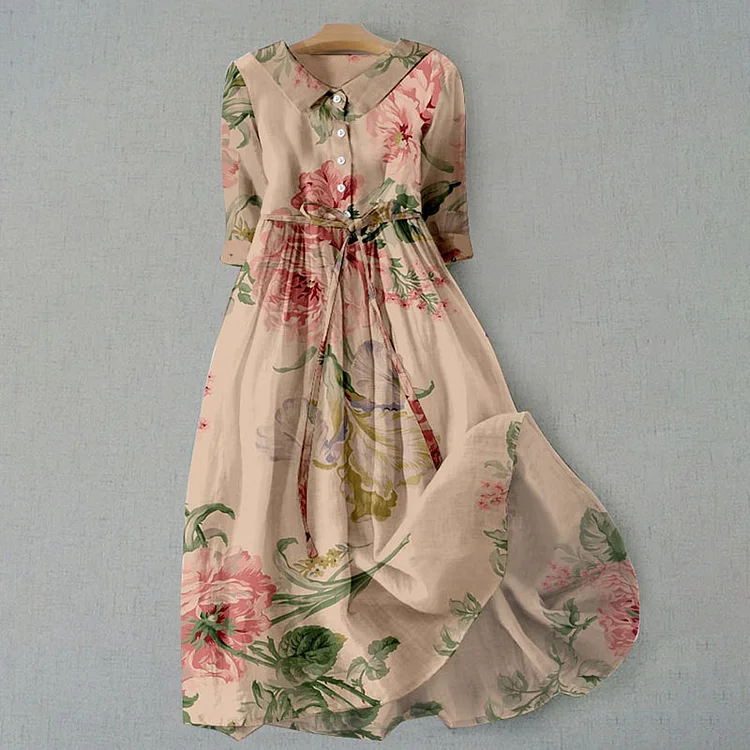 GR | Vintage Spitzenkleid mit Botanischem Blumenmuster