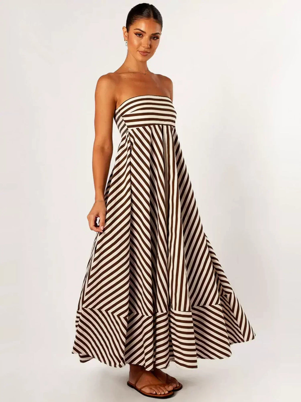 GR | Strapless Striped Maxi Dress for Women