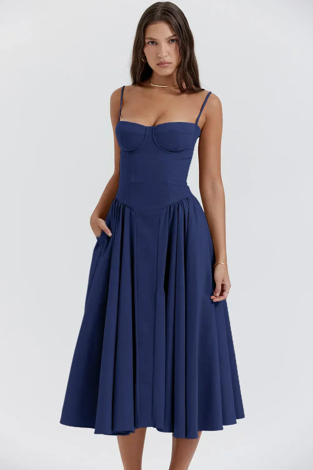 GR | Ärmelloses Midikleid Mit Korsett Passform