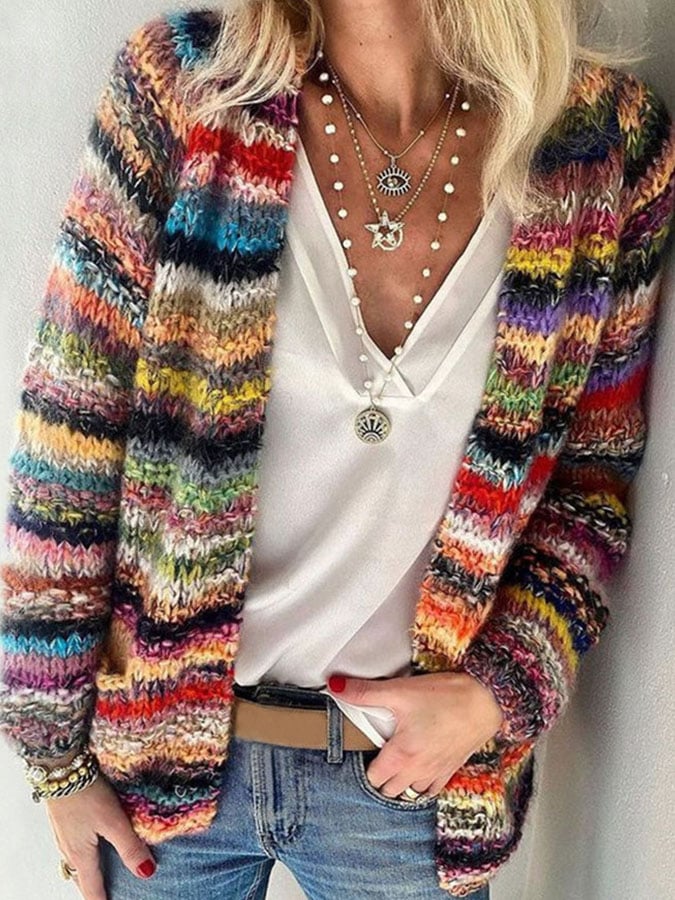 GR | Bunt bedruckte Strickjacke für Damen