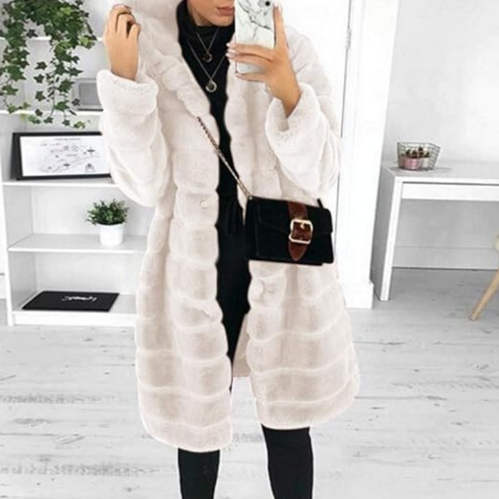 GR - Elegant women's coat with reinforced hood and long sleeves