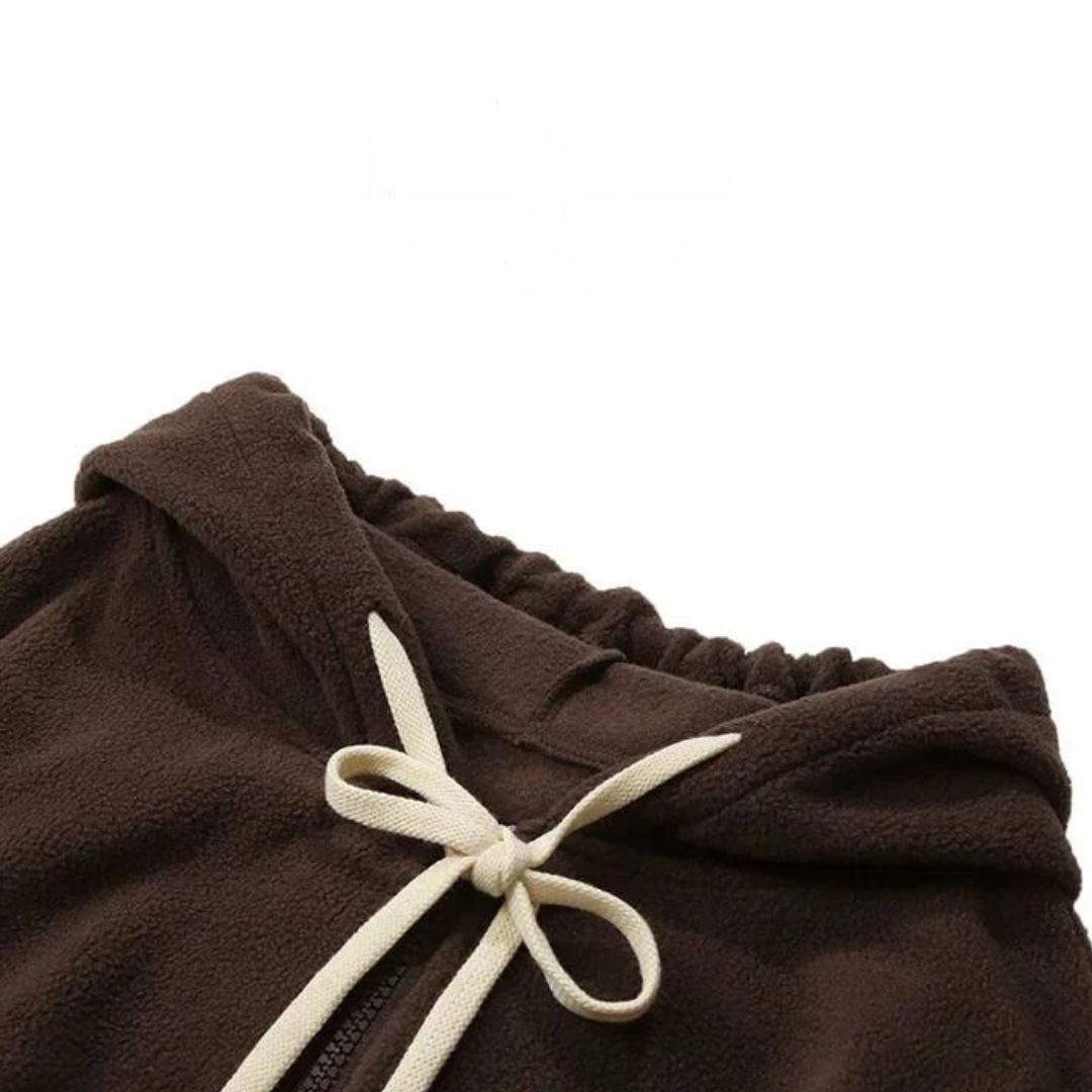 GR - Fleece jacket with hood and patchwork pattern