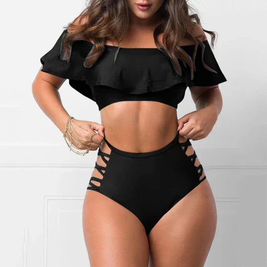 GR | Off-the-shoulder bikini set with ruffles