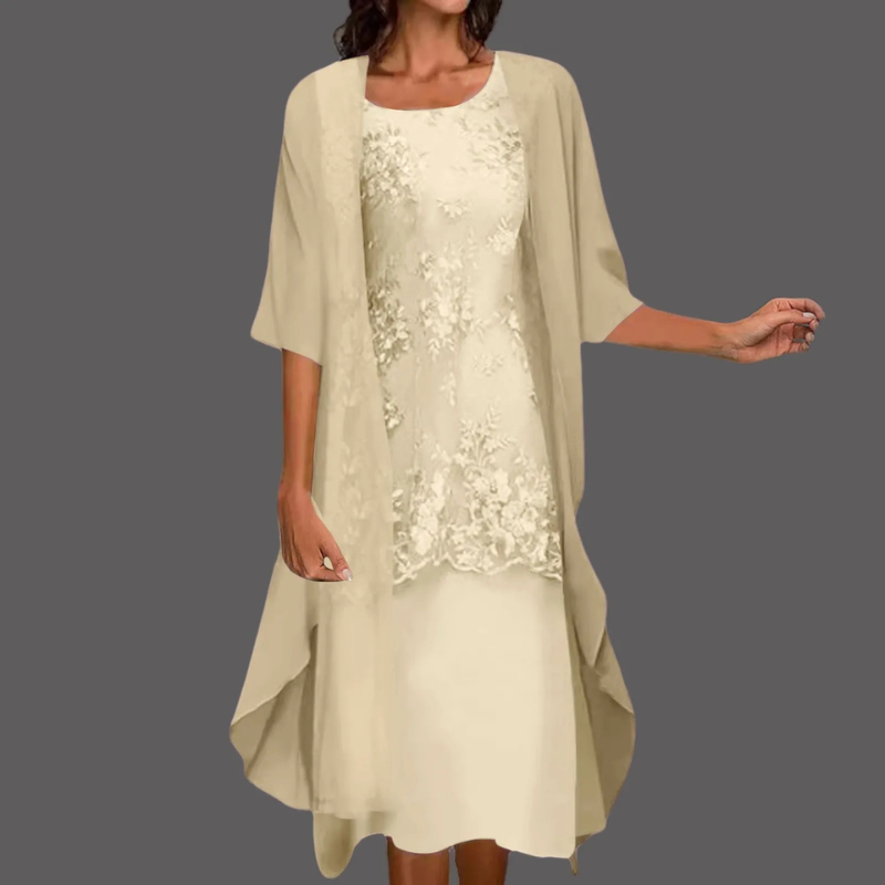 GR | Damen Stilvolles Kleid mit Cardigan Midi