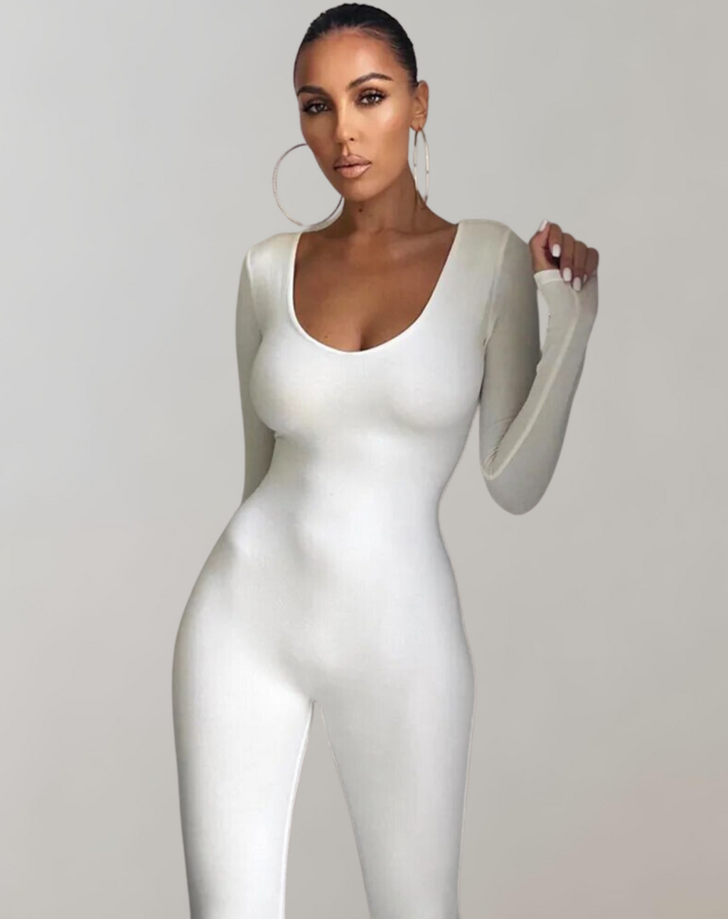GR - Long-sleeved slit jumpsuit
