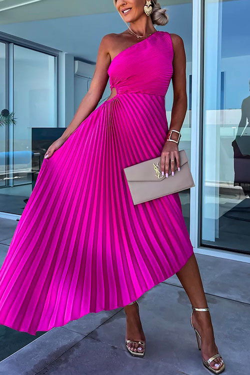 GR | Rosiedress Ein-Schulter Cut-Out Taille Unregelmäßig Plissiertes Abendkleid