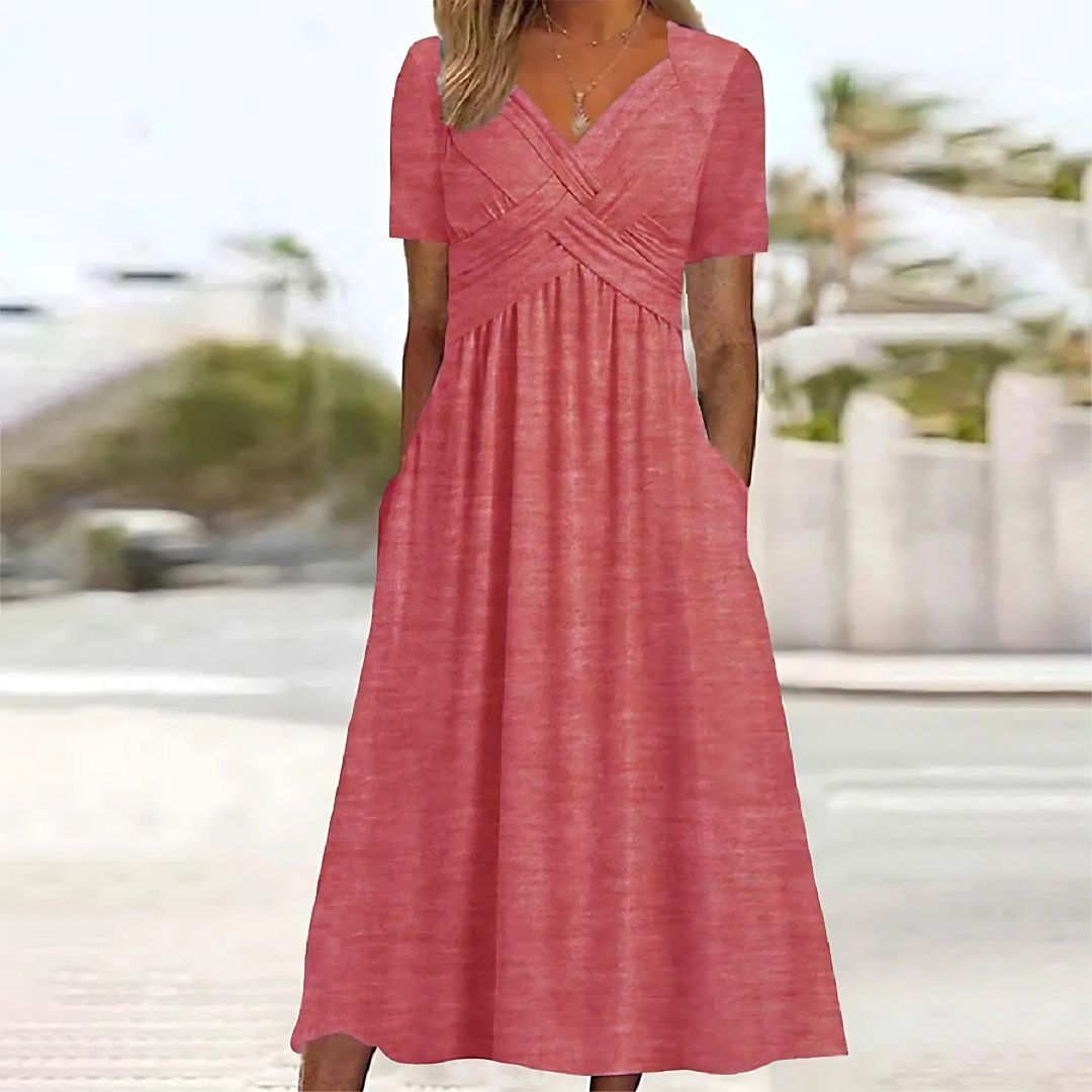 GR | Elegantes Midikleid Mit V-ausschnitt