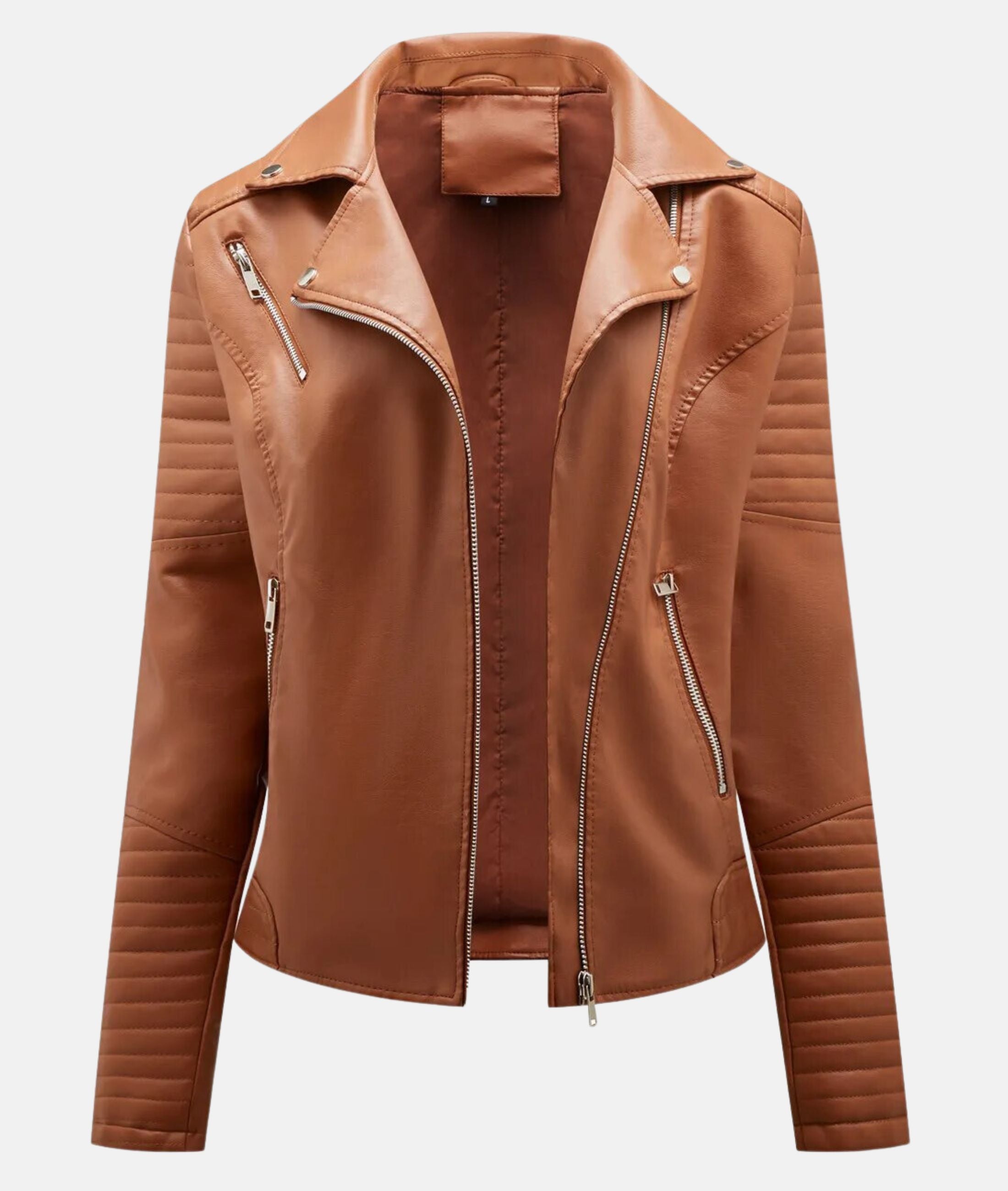 GR | Women's leather jacket without hood - Stylish biker jacket