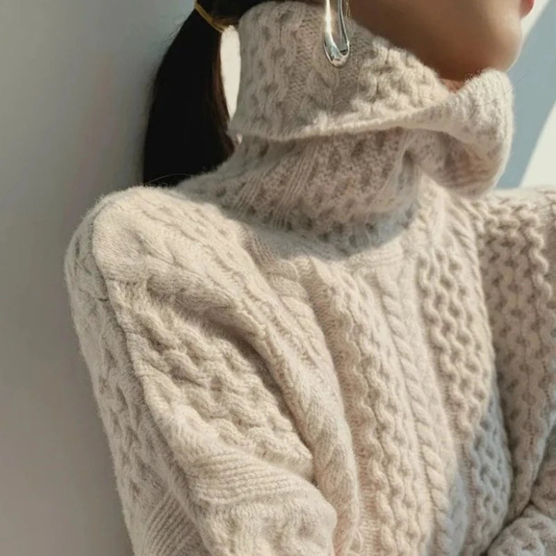 GR | Luxuriöser Kaschmir-Rollkragenpullover mit Karomuster